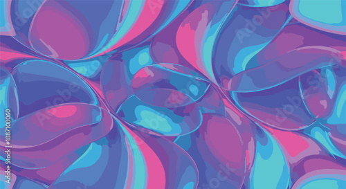 Vibrant abstract illustration of swirling shapes and patterns in shades of blue and pink, creating a dynamic and mesmerizing visual effect from a close-up viewpoint.