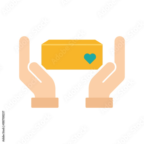 Hands holding gift box with heart Vector