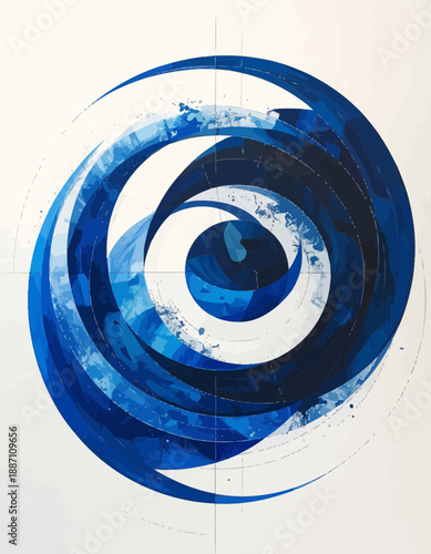 Abstract Spiraling Vortex Of Aqueous Color Tones Against Neutral Background