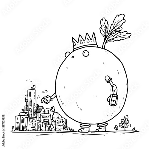 King Onion Destroying City with Hammer