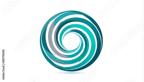 Abstract Swirl Logo In Teal Tones With Dynamic Movement For Creative Projects
