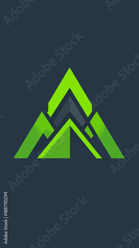 Abstract Mountain Peak Logo Design Symbolizing Growth and Adventure in Natural Green Tones