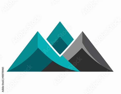 Abstract Mountain Range Geometric Icon Design For Adventure Logos