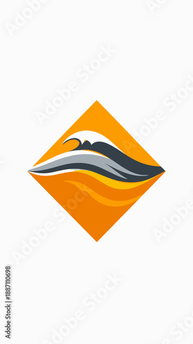 Abstract Ocean Wave Crest Graphic Within Geometric Rhombus Shape Creation