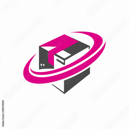 Abstract Parcel Delivery Orbit Logo Symbolizing Shipping and Logistics Solution