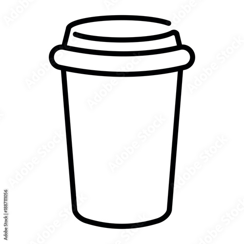 Disposable Coffee Cup with Lid Line outline of takeaway coffee cup