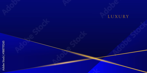 Luxury abstract deep blue background with elegant golden lines and geometric shapes for Premium design
