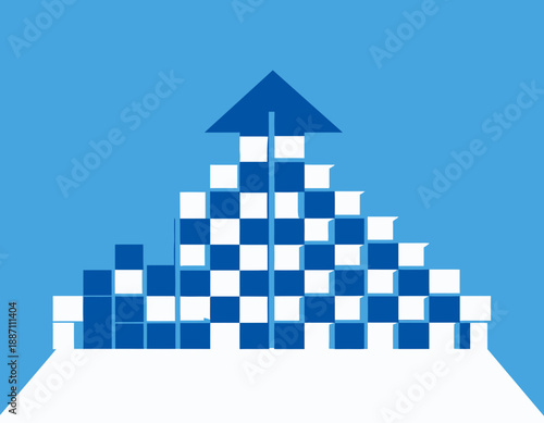 Abstract Upward Trend Graphic Depicting Checkerboard Growth Ladder to Success