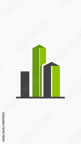 Abstract Urban Landscape With Eco Conscious Green Building Construction Concept