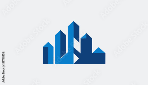 Abstract Urban Skyline Creative Blue Cityscape Logo For Real Estate Design