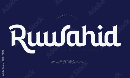 Typography font Stylized illustration of a person meditating peacefully outdoors with nature elements