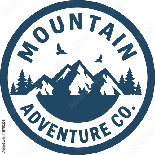 Mountain Adventure Co. Vintage Outdoor Hiking & Camping Emblem Logo Design