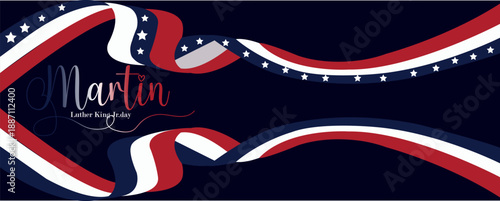 Martin Luther King Jr Day American ribbons and stars design