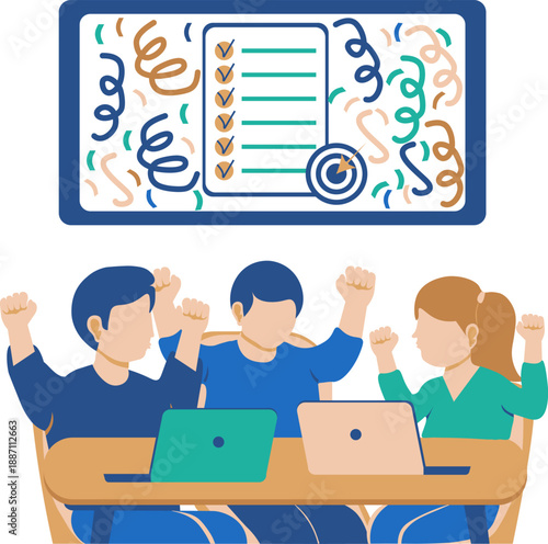 Team celebrating success illustration