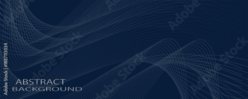 3D modern wave curve abstract presentation background. Luxury paper cut background. Abstract decoration, golden pattern, halftone gradients, 3d Vector illustration. Dark blue background