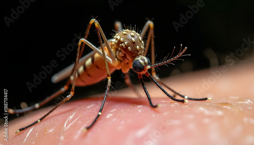 Wallpaper Mural Extreme close-up of a mosquito on human skin, showing intricate details of its body and proboscis Torontodigital.ca