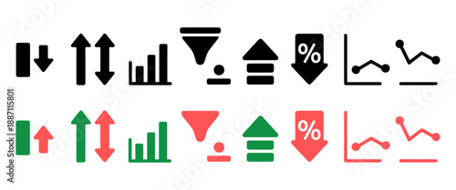 Data analysis and trend icons: a collection of visual elements for statistics and business analytics