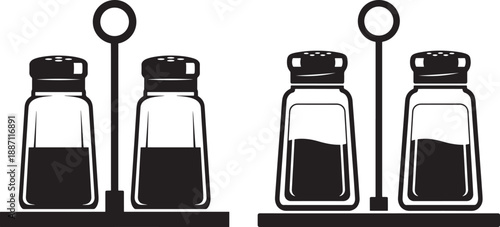 Salt and pepper shaker set icons