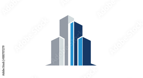 Architectural Design Illustrating Urbanism, Modern Skyscraper Conceptual Emblem