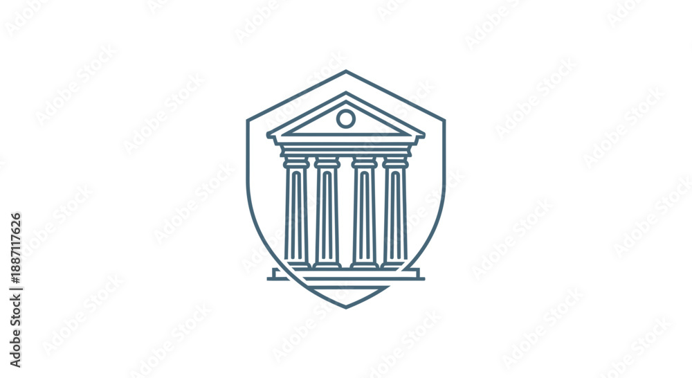 Fototapeta premium Architectural Illustration Depicting a Classic Building Symbol of Authority, Minimalist Design