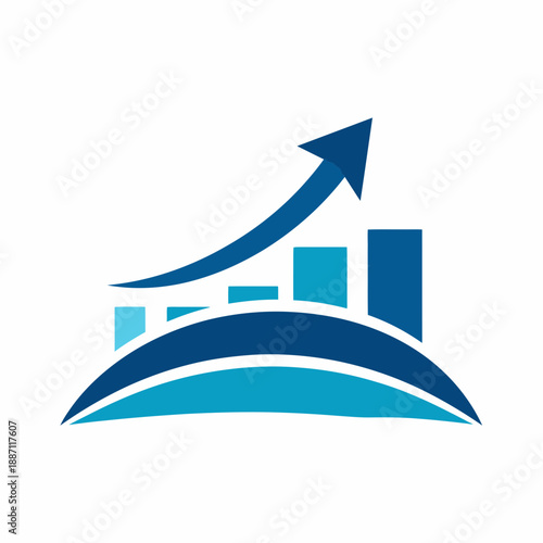 Achieving Financial Growth With Rising Bar Graph and Upward Trending Arrow