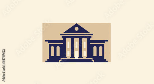 Architectural Illustration Depicting a Classic Building Design in a Minimalistic Style