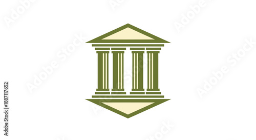 Architectural Illustration Depicting a Classic Design With Columns in Distinctive Hues
