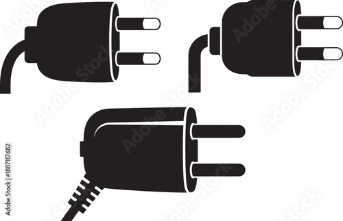 Electric power plugs on white background