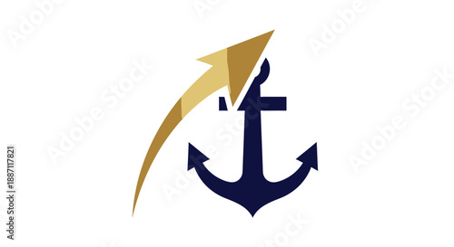 Anchor Icon with an Upward Arrow Symbolizing Growth and Navigation Success