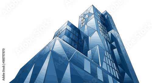 Architectural Illustration Depicting Modern Geometric Building Design With Unique Structure