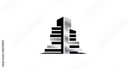 Architectural Illustration: Modern Metropolis Building Design Concept With Metallic Accents