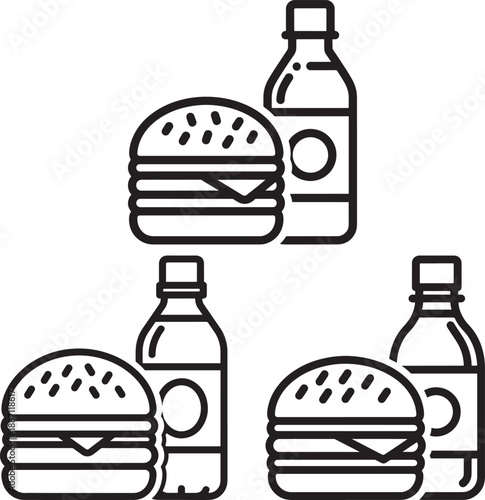 Fast food icons burger and drink
