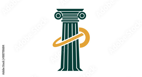 Architectural Column With Modern Ring Design, Illustrating Continuity And Strength Symbolism