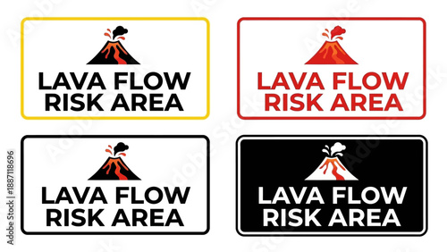 Lava Flow Risk Area Sign - Volcanic Safety Flat Vector