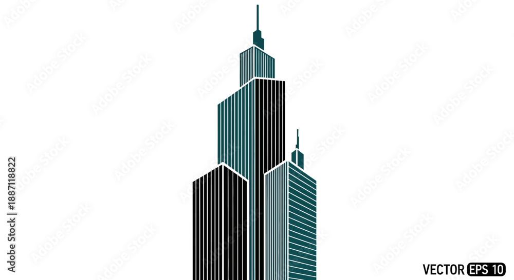 Obraz premium Architectural Design Demonstrating Structure Of Unique Skyscrapers In A Contemporary Style