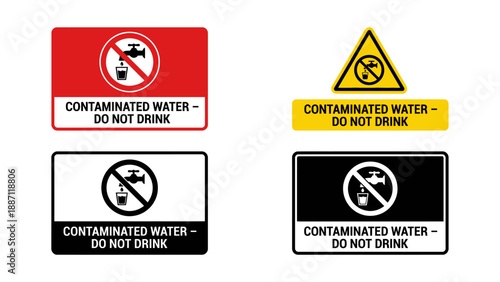 Contaminated Water Do Not Drink Flood Safety Vector