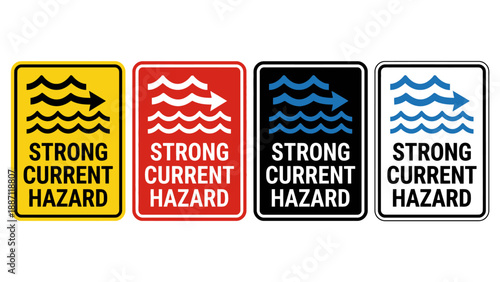Strong Current Hazard Warning Sign - Flood Safety Vector