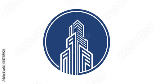 Architectural Design Emblem Showcasing Urban Development in a Captivating Circular Design