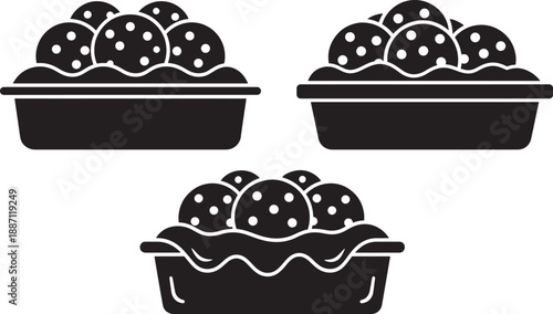 Three containers of meatballs with sauce