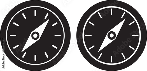 Two compasses showing direction graphic