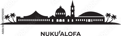 Nuku alofa city skyline with main landmarks. vector illustration in flat style on transparent background