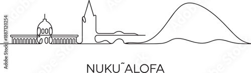 Nuku alofa vector outline cityscape, tonga travel and tourism architecture line art background