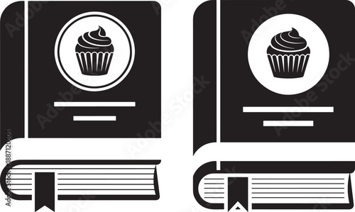 Cookbook with cupcake illustration two styles