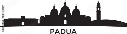 Padua city skyline silhouette with saint anthony basilica and clock tower vector illustration