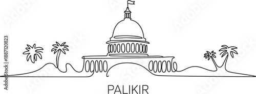 Palikir micronesia city skyline continuous one line drawing. travel concept background