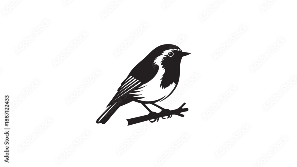 Fototapeta premium Black and white magpie bird perched isolated on transparent background