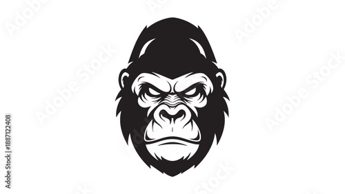 Angry cartoon gorilla face with fierce expression isolated on transparent