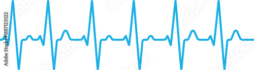 Blue ECG heartbeat waveform graphic resembling cardiogram monitor signal, symbolizing cardiac rhythm, health monitoring, medical diagnostics modern healthcare illustration for clinical medical design