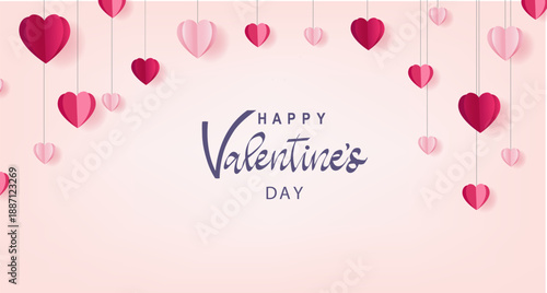 Valentines Day Postcard With Origami Hearts