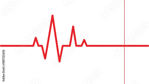 Red ECG heartbeat line graphic resembling cardiogram monitor signal, symbolizing medical diagnostics, cardiac rhythm, health monitoring and modern healthcare technology illustration concept